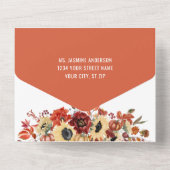 秋のボホ花模様ひまわり結婚の オールインワン招待状 (裏面)