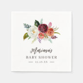 秋のボホ開花パーソナライズされたベビーシャワー スタンダードカクテルナプキン (正面)