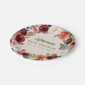 秋のボホ開花パーソナライズされたベビーシャワー ペーパープレート (アングル)