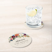 秋のボホ開花パーソナライズされたベビーシャワー ラウンドペーパーコースター (インサイチュ)