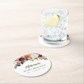 秋のボホ開花パーソナライズされたベビーシャワー ラウンドペーパーコースター (インサイチュ)