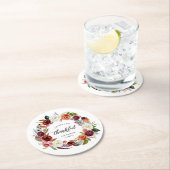 秋のボホ開花パーソナライズされた感謝祭 ラウンドペーパーコースター (インサイチュ)