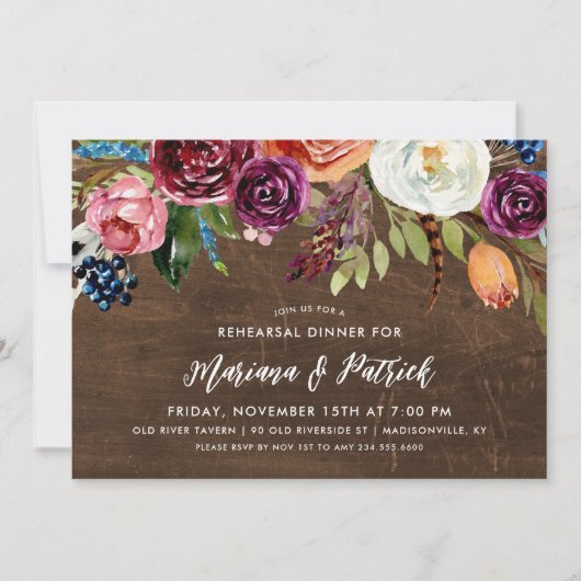 秋のボホ開花リハーサルディナー招待状 招待状 (正面)