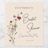秋のボホ ワイルドフラワー ブライダルシャワー ワインラベル (シングルラベル)