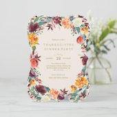 秋のボーダー感謝祭ディナーパーティー招待状 招待状 (スタンド正面)