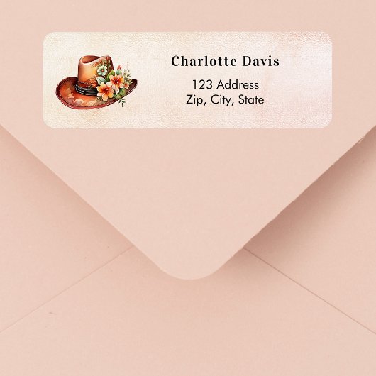 秋のボーホー チックなカウガール ハット 花柄 返送先住所 ラベル