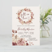 秋のボーホー ブラッシュとマルサラ フラワーパンプキンシャワー 招待状 (スタンド正面)