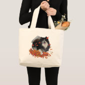 秋のポメラニアン ラージトートバッグ (正面(商品))