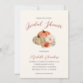 秋のポンプキンと花のエレガントなブライダルシャワー 招待状 (正面)