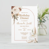 秋のポンプキンボホーアーチフラワーバースデー30thディナー 招待状 (スタンド正面)