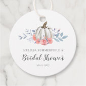 秋のポンプキン ライラック ルスティック フローラル ブライダル シャワー フェイバータグ (正面)