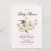 秋のポンプキン ロマンティック フェミニン ガール ベイビー シャワー 招待状 (正面/裏面)