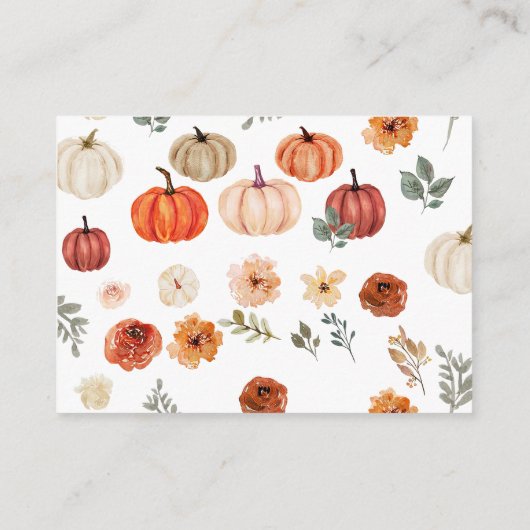 秋のポンプキン ワイルドフラワー パターン 封入カード エンクロージャーカード (裏面)