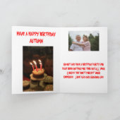 秋のポーズ誕生日カード カード (内部)