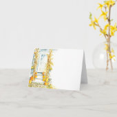 秋のポーチ カード (黄色い花)