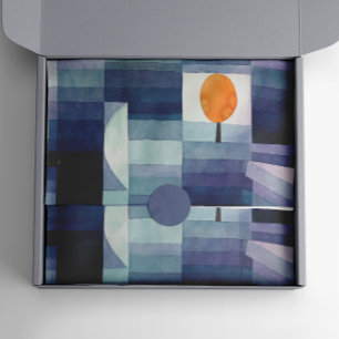 秋のポール・クレー・ハーフィンガー。幾何学的な青の秋 薄葉紙