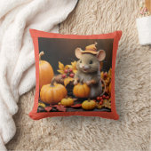 秋のマウスとカボチャ&離れ装飾用クッション クッション (ブランケット)