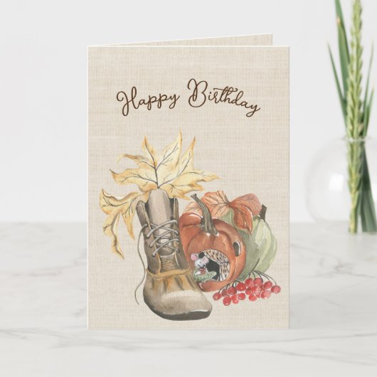 秋のマウス誕生日ユーモア カード (正面)