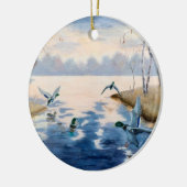 秋のマガモのオーナメント セラミックオーナメント (左)