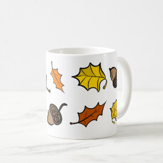 秋のマグカップ - 葉とドングリ コーヒーマグカップ
