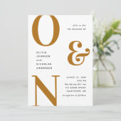 秋のマスタードカラーのボールドタイポグラフィー結婚式QR詳細 招待状 (スタンド正面)