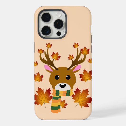 秋のマフラー 鹿 紅葉 iPhoneケース (裏面)
