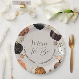 秋のママになる リトルパンプキン ベイビーシャワー ペーパー ペーパープレート