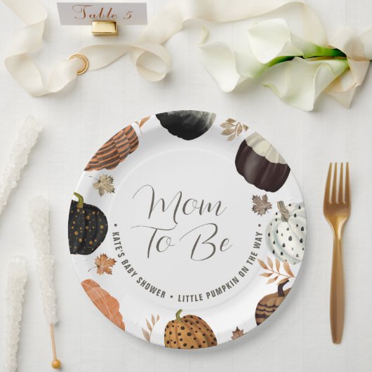 秋のママになる リトルパンプキン ベイビーシャワー ペーパー ペーパープレート (ウェディング)