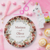 秋のミックスウォーター色のフローラ結婚ズ ペーパープレート (パーティー)