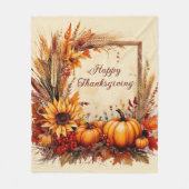 秋のミックスフレーム感謝祭 フリースブランケット (正面)