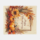 秋のミックスフレーム感謝祭 フリースブランケット (正面(横))