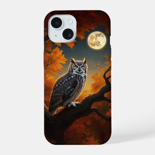 秋のミミズク iPhone 15ケース (裏面)