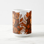 秋のミューズ – 女性と秋花 コーヒーマグカップ (中央)