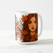 秋のミューズ – 女性と秋花 コーヒーマグカップ (正面右)