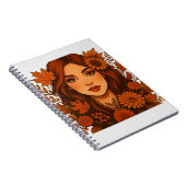 秋のミューズ – 女性と秋花 ノートブック (右側)