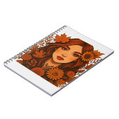 秋のミューズ – 女性と秋花 ノートブック (左側)