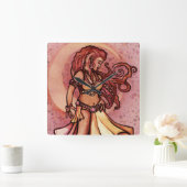 秋のムーンベリーダンサーの女神 スクエア壁時計 (ホーム)