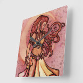 秋のムーンベリーダンサーの女神 スクエア壁時計 (傾斜)