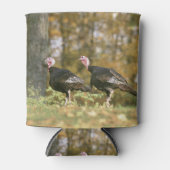 秋のメスのトルコのペア写真 缶クーラー (正面)