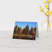 秋のメッセージカードの池のカヤック カード (黄色い花)