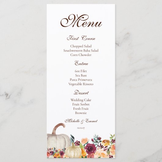 秋のメニュー、感謝祭のメニュー、フレンドギビングメニュー メニュー (正面)