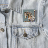 秋のメリーゴーランドの馬 スクエアボタン 缶バッジ (インサイチュ)