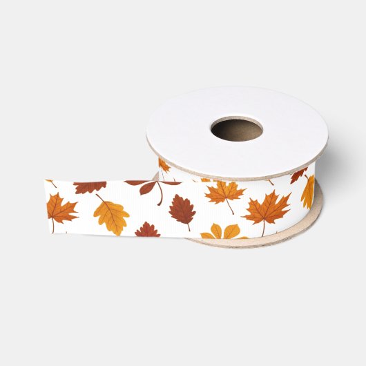 秋のメルヘン 夢のような紅葉の森と優しい雰囲気 グログランリボン (リール)
