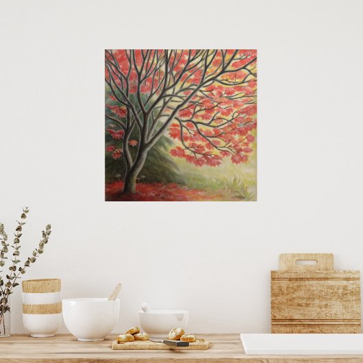 秋のメープルツリープリントランドスケープアートポスター ポスター (キッチン)