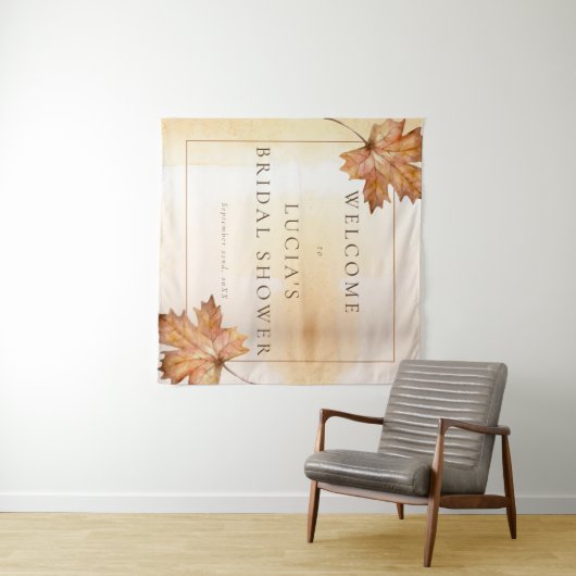 秋のメープルリーフウォーターカラーブライダルシャワーへようこそ タペストリー (インサイチュ(横))