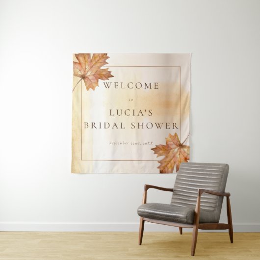 秋のメープルリーフウォーターカラーブライダルシャワーへようこそ タペストリー (インサイチュ)
