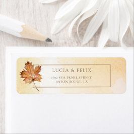 秋のメープルリーフウォーターカラー差出人住所 ラベル