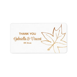秋のメープルリーフ結婚の感謝メッセージカード ラベル