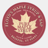 秋のメープルリーフ編集可能メープルシロップのラベル ラウンドシール (正面)