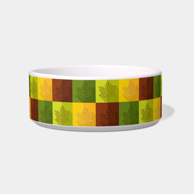 秋のメープル葉の、茶色と緑 ボウル (正面)